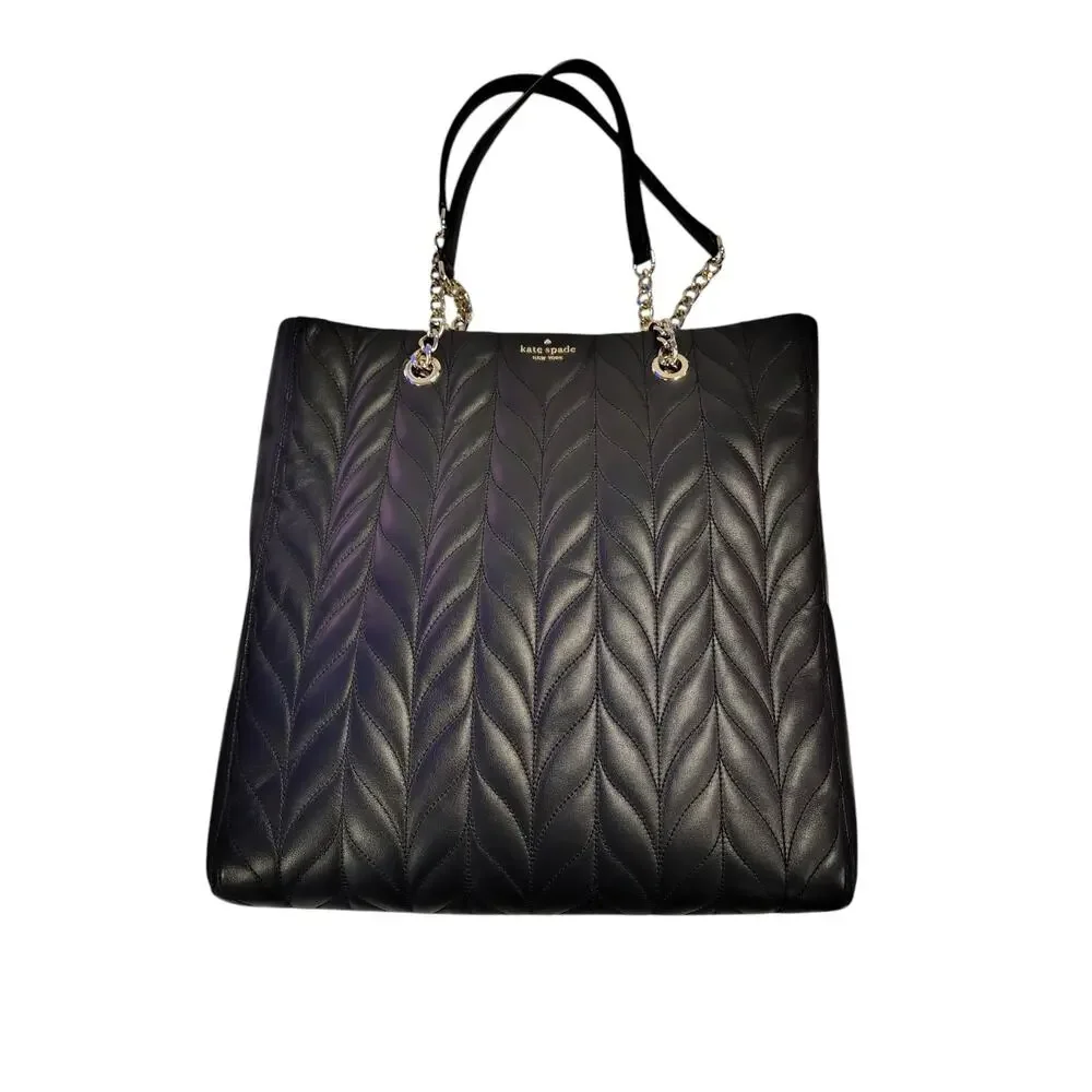 Kate Spade Briar Lane Shoulder Bag Black Quilted Slim North South Tote Leather